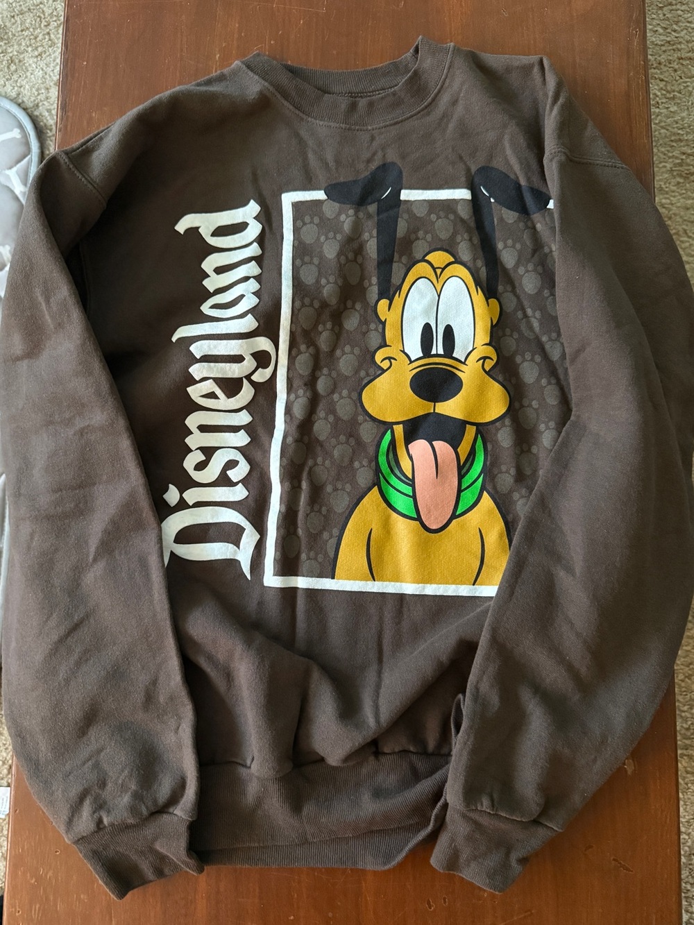 Disneyland Pluto Stamp Brown Crewneck Sweatshirt